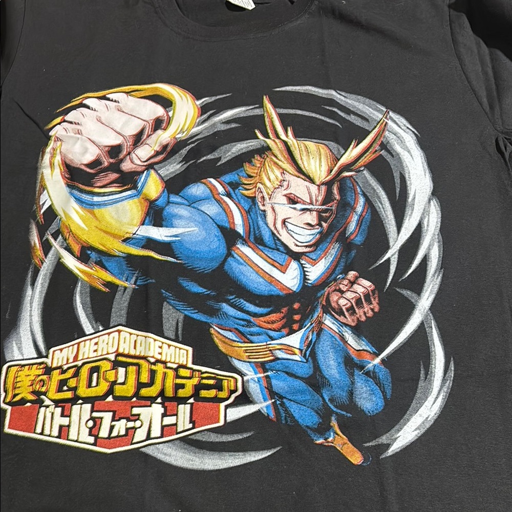100% Pure Black Anime Graphic Tee